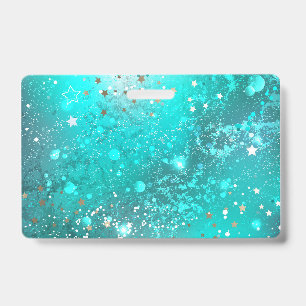 Mint Turquoise Foil Background ID Badge