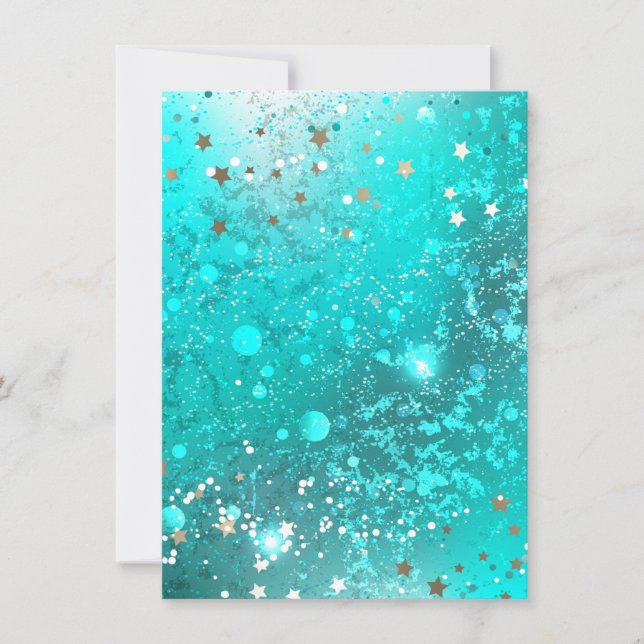 Mint Turquoise Foil Background Invitation (Front)