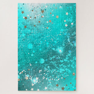 Mint Turquoise Foil Background Jigsaw Puzzle