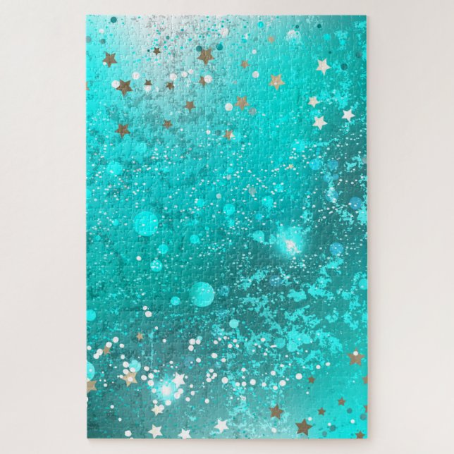 Mint Turquoise Foil Background Jigsaw Puzzle (Vertical)