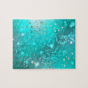 Mint Turquoise Foil Background Jigsaw Puzzle
