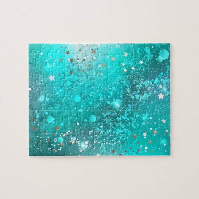 Mint Turquoise Foil Background Jigsaw Puzzle (Horizontal)