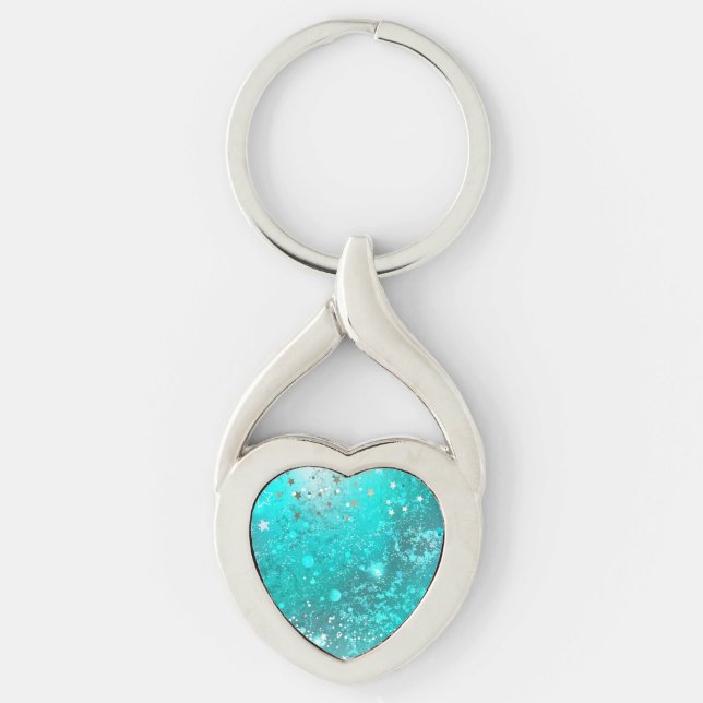 Mint Turquoise Foil Background Key Ring (Front)