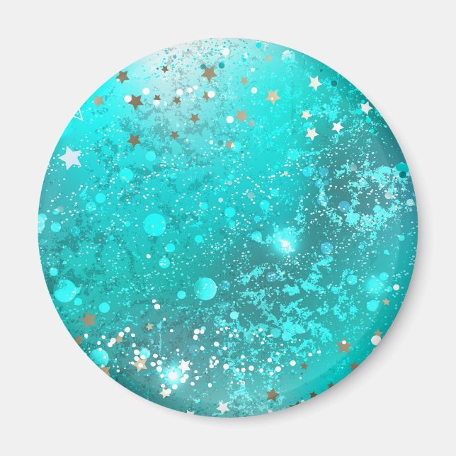 Mint Turquoise Foil Background Magnet (Front)
