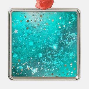 Mint Turquoise Foil Background Metal Tree Decoration