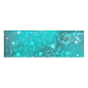 Mint Turquoise Foil Background Name Tag