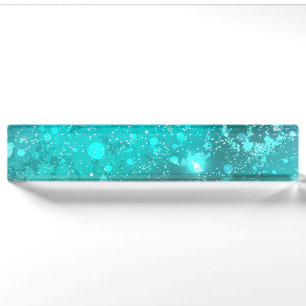 Mint Turquoise Foil Background Nameplate
