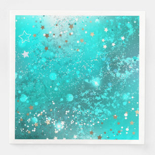 Mint Turquoise Foil Background Napkin