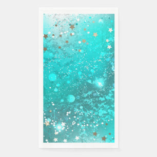 Mint Turquoise Foil Background Napkin
