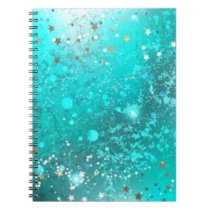 Mint Turquoise Foil Background Notebook