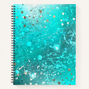 Mint Turquoise Foil Background Notebook