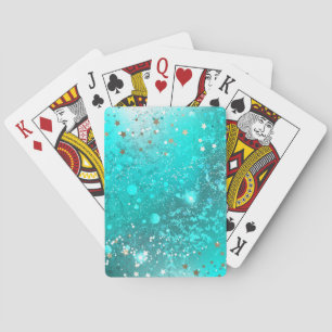 Mint Turquoise Foil Background Playing Cards