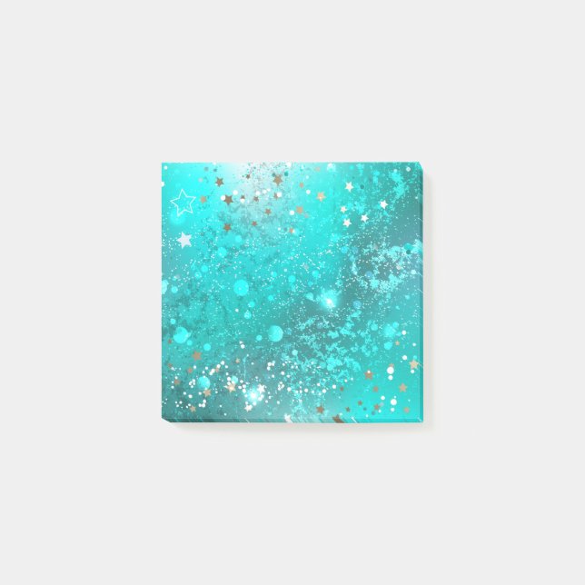 Mint Turquoise Foil Background Post-it Notes (Front)