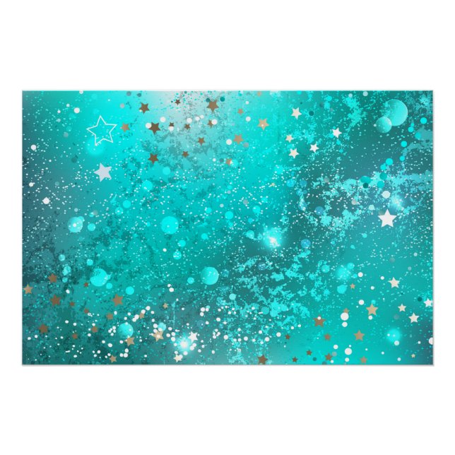 Mint Turquoise Foil Background Poster (Front)