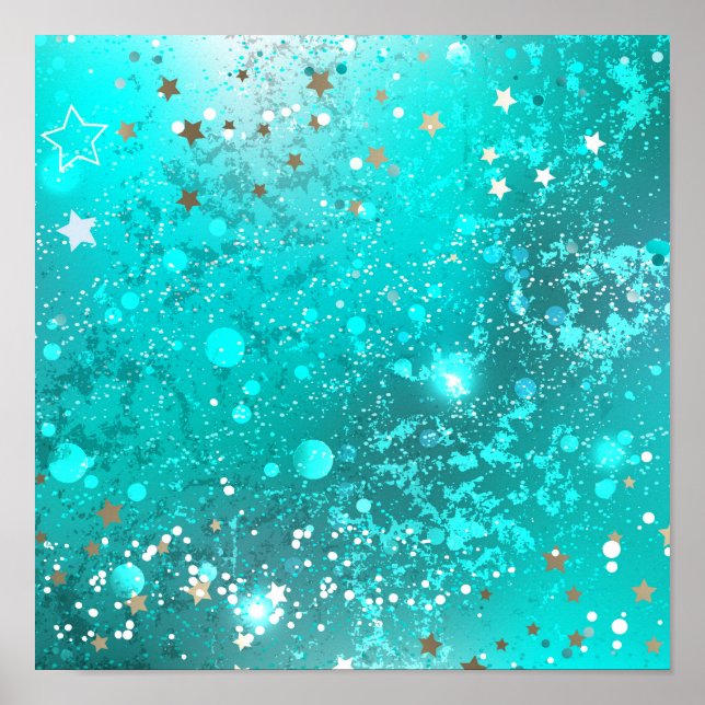 Mint Turquoise Foil Background Poster (Front)
