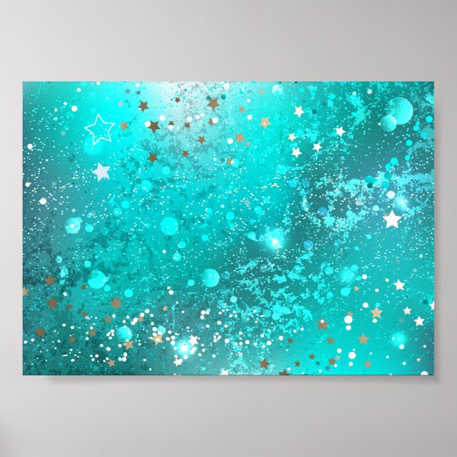 Mint Turquoise Foil Background Poster (Front)