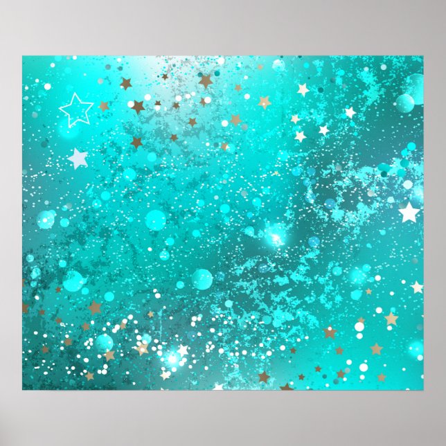 Mint Turquoise Foil Background Poster (Front)