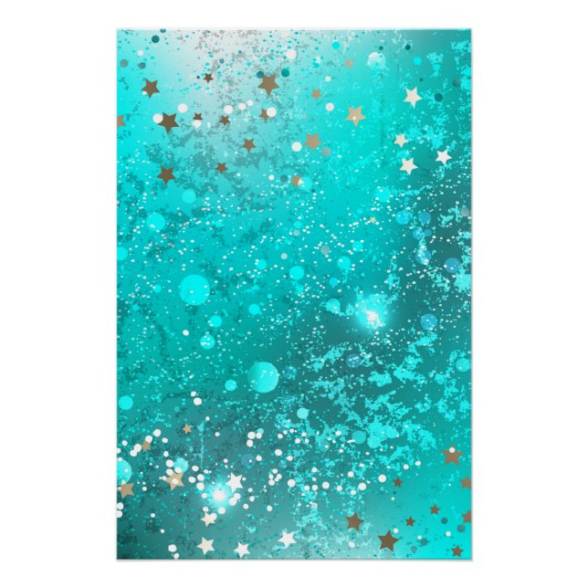 Mint Turquoise Foil Background Poster (Front)