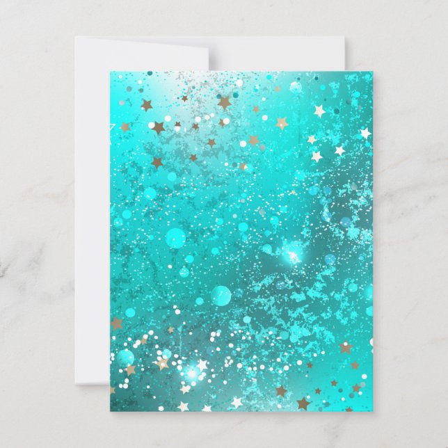Mint Turquoise Foil Background RSVP Card (Front)