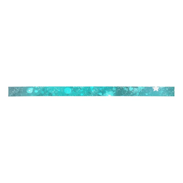 Mint Turquoise Foil Background Satin Ribbon (Front)