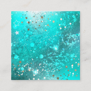 Mint Turquoise Foil Background Square Business Card