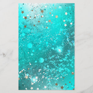 Mint Turquoise Foil Background Stationery