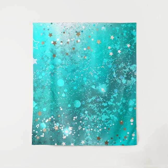 Mint Turquoise Foil Background Tapestry (Front)