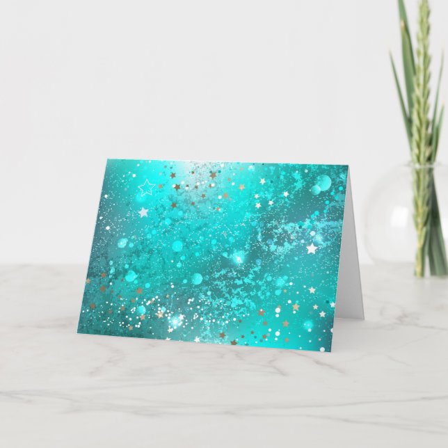 Mint Turquoise Foil Background Thank You Card (Front)