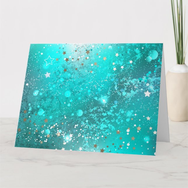 Mint Turquoise Foil Background Thank You Card (Front)