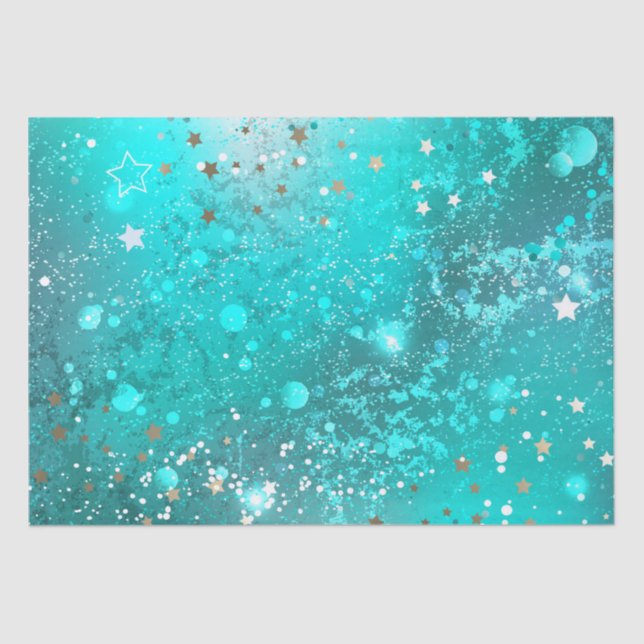 Mint Turquoise Foil Background Tissue Paper (Front)