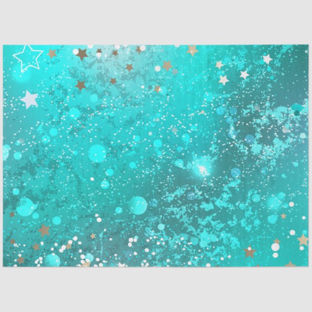 Mint Turquoise Foil Background Tissue Paper (Front)