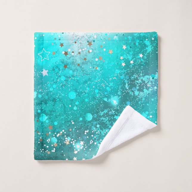 Mint Turquoise Foil Background Wash Cloth (Wash Cloth)