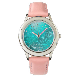 Mint Turquoise Foil Background Watch