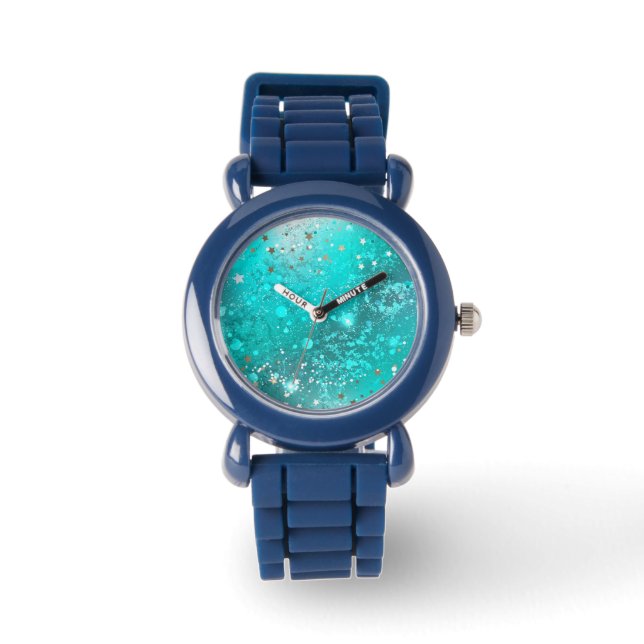 Mint Turquoise Foil Background Watch (Front)