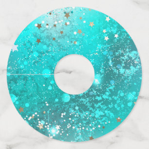 Mint Turquoise Foil Background Wine Glass Tag