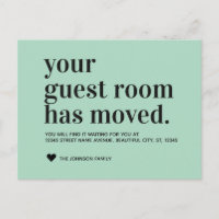 Mint Typography Guest Room Moving Announcement