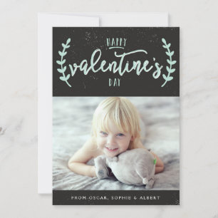 Mint Typography Rustic Chalkboard Valentine's Day Holiday Card