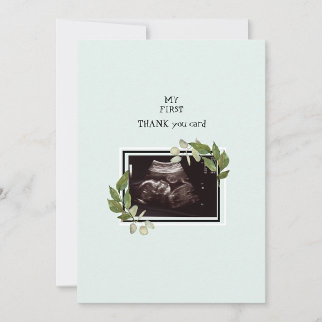 Mint Ultrasound Photo Thank You Baby Point of View Card (Front)