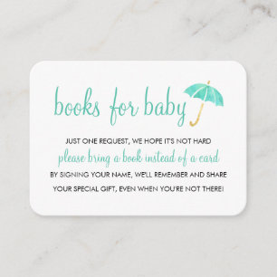 Mint Umbrella Baby Shower   Books for Baby Insert