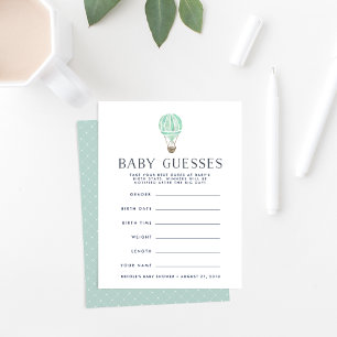 Mint Up in the Air Baby Shower Guessing Game