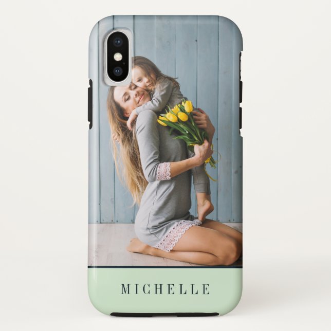 Mint | Vertical photo monogram personalised Case-Mate iPhone Case (Back)