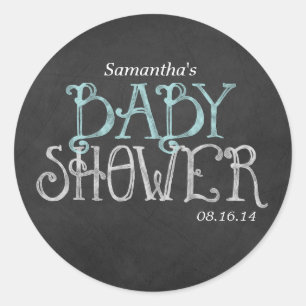Mint Vintage Chalkboard Baby Shower Classic Round Sticker
