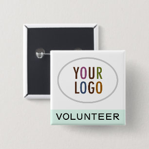 Mint Volunteer Button Badge Pin Custom Logo Square