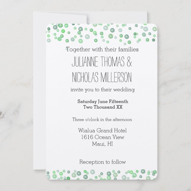 Mint Watercolor Confetti Wedding Invitation (Front)