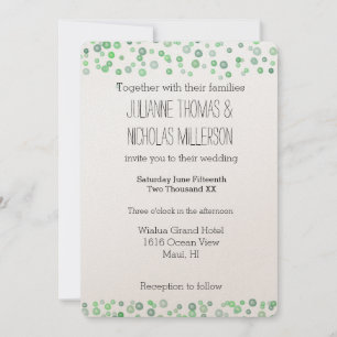 Mint Watercolor Confetti Wedding Invitation