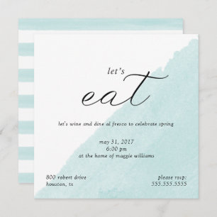 Mint Watercolor Dinner Party Invitation