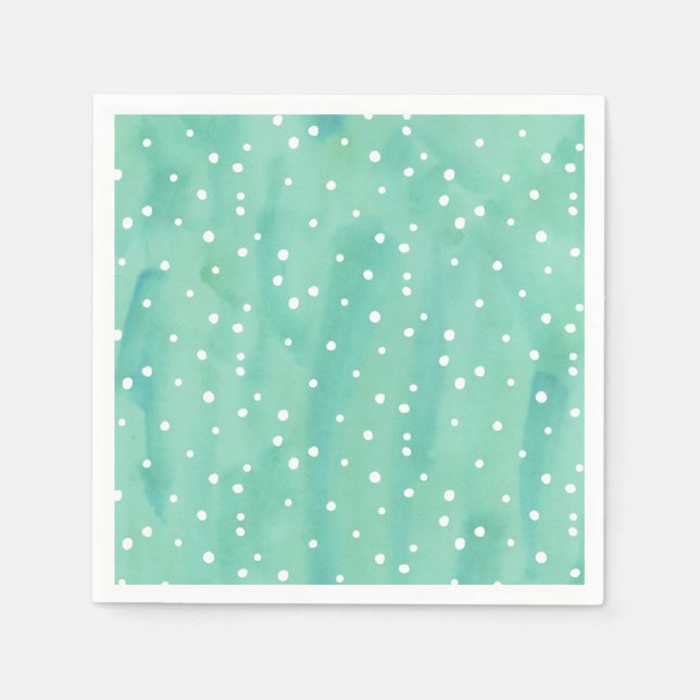 Mint Watercolor Dots Baby Shower Napkin (Front)