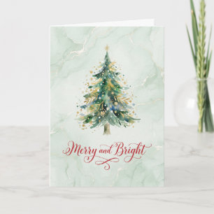 Mint Watercolor Merry And Bright Card