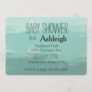 Mint Watercolor Ombre baby shower Invitation