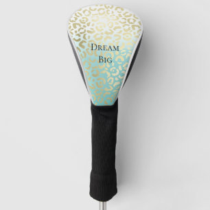 Mint Watercolor Ombre Glam Gold Leopard   Golf Head Cover
